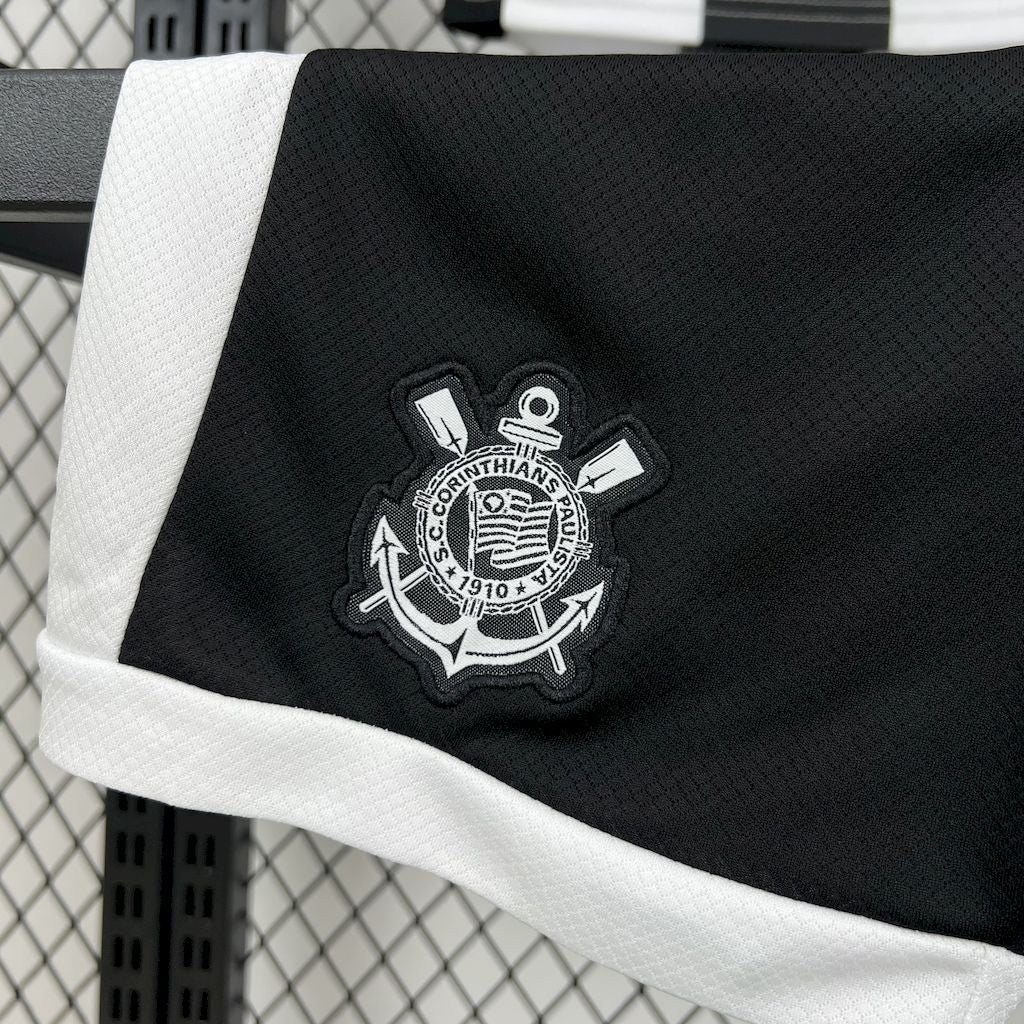 Kids Corinthians 24/25 Third - Preto e Branco - tejido y acabado