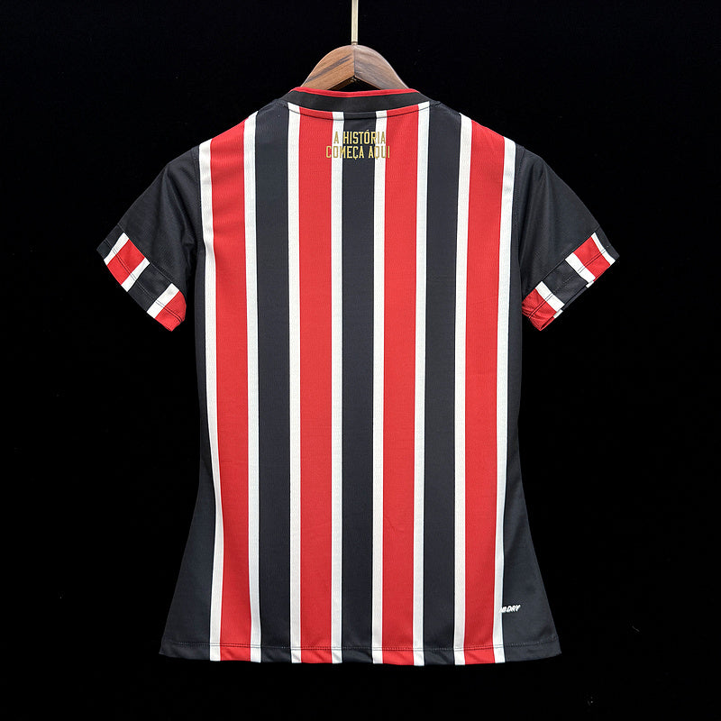 Camiseta Feminina do São Paulo Away II 24/25 - Listrada - detalle del cuello