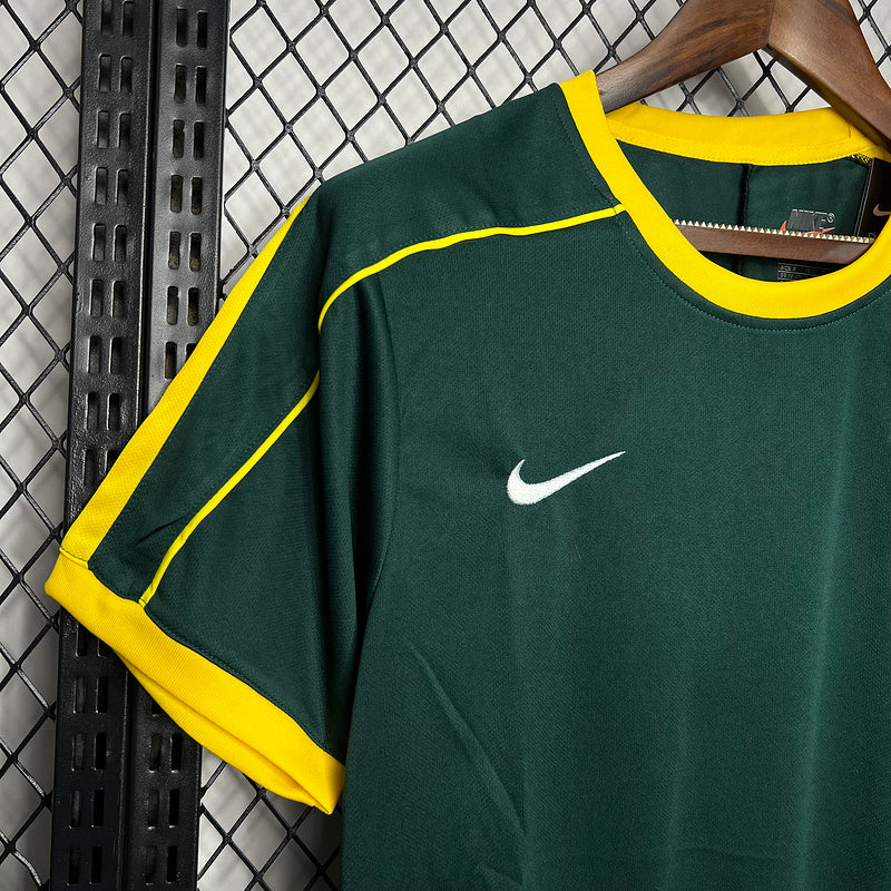 Camiseta Brasil Goleiro Retro 1997/98 Verde - detalle de la manga