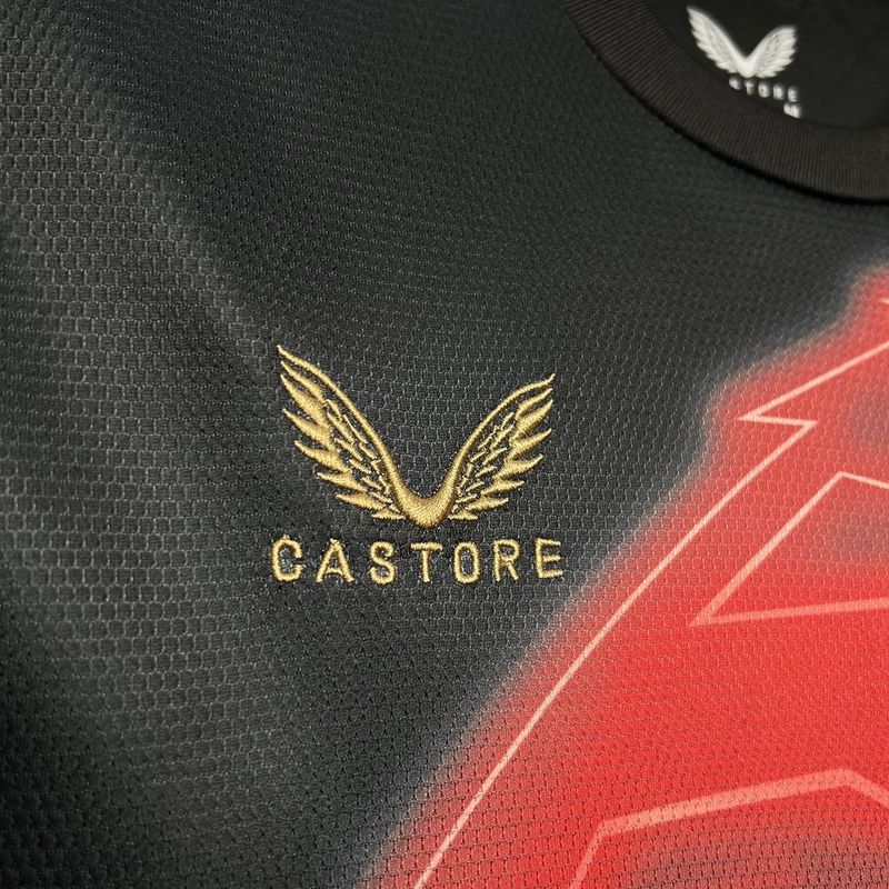 Camiseta Athletic Bilbao 24/25 - Preto e Vermelho - detalle del cuello