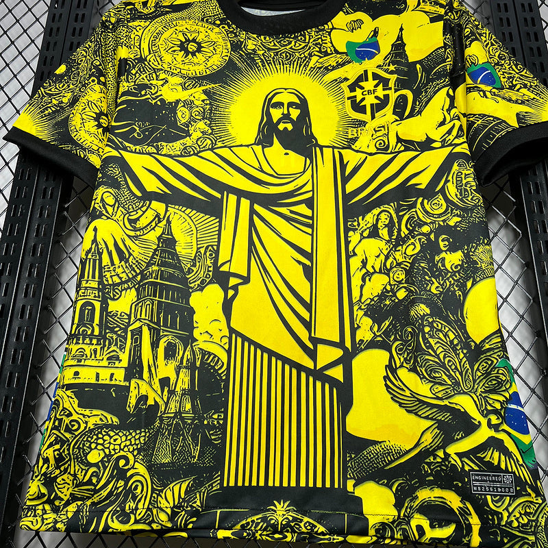 Camiseta 24∕25 Seleção Brasil Edição Especial Amarelo - detalle del cuello