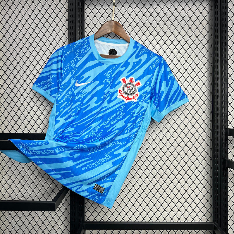 Camiseta 24/25 Corinthians Goleiro - Azul - tejido y acabado