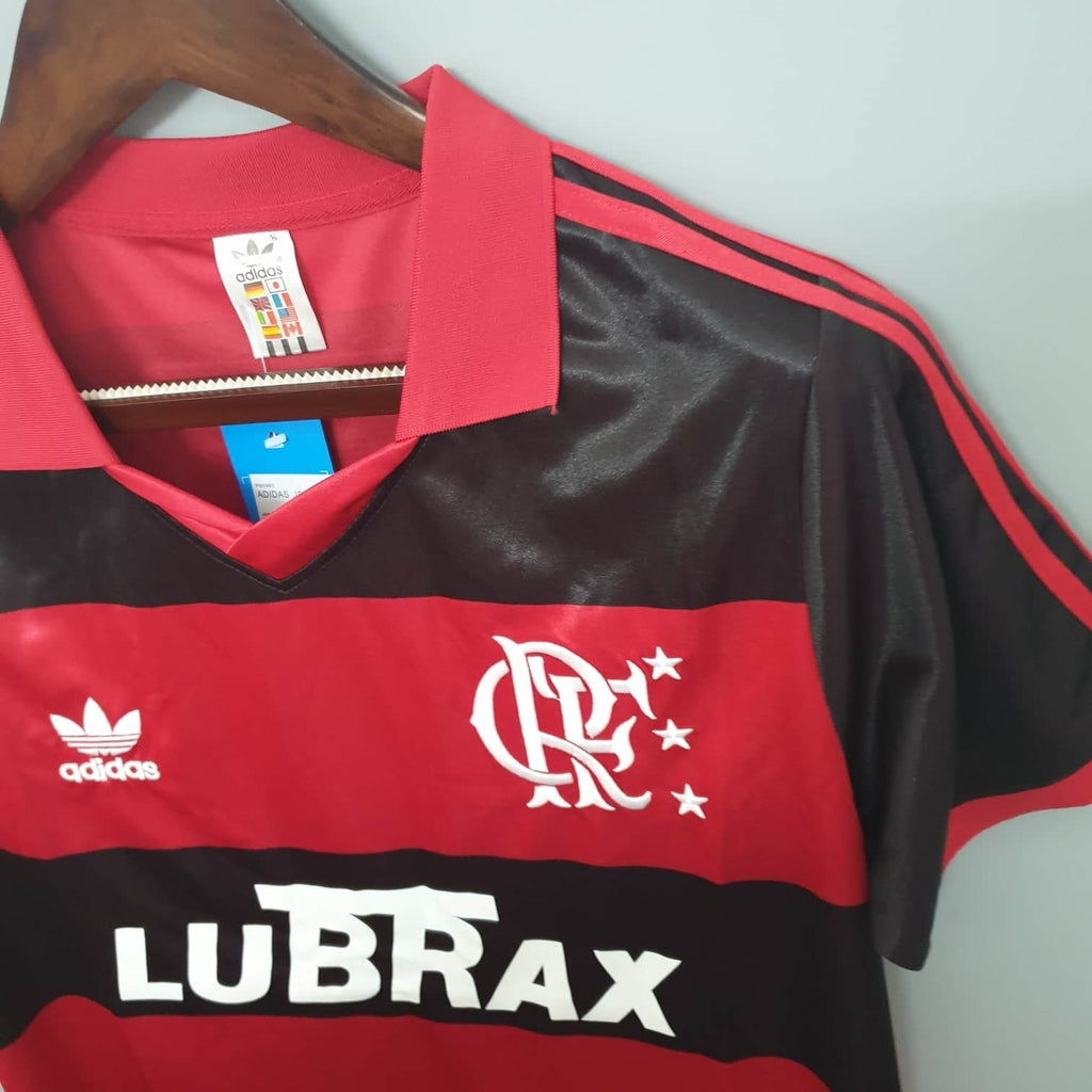 Camiseta Flamengo Retrô 1990 Vermelha e Preta - Adidas - detalle del cuello