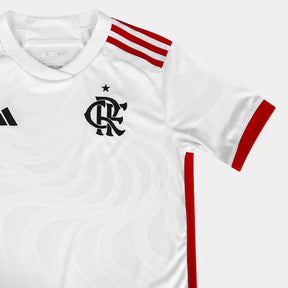 Camiseta Feminina Flamengo Away II 24/25 - Branco - detalle de la manga