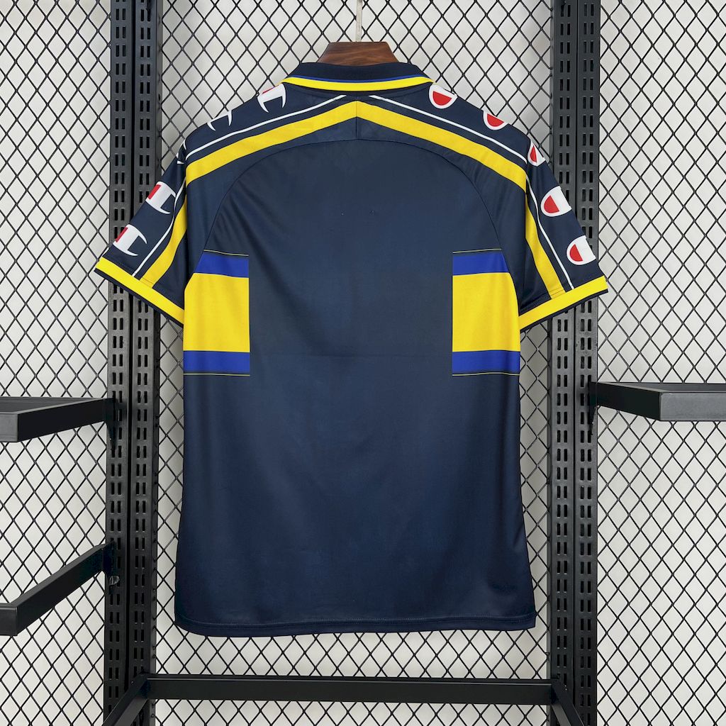 Camiseta Parma Retrô 1999/00 Away Azul e Amarela - vista frontal