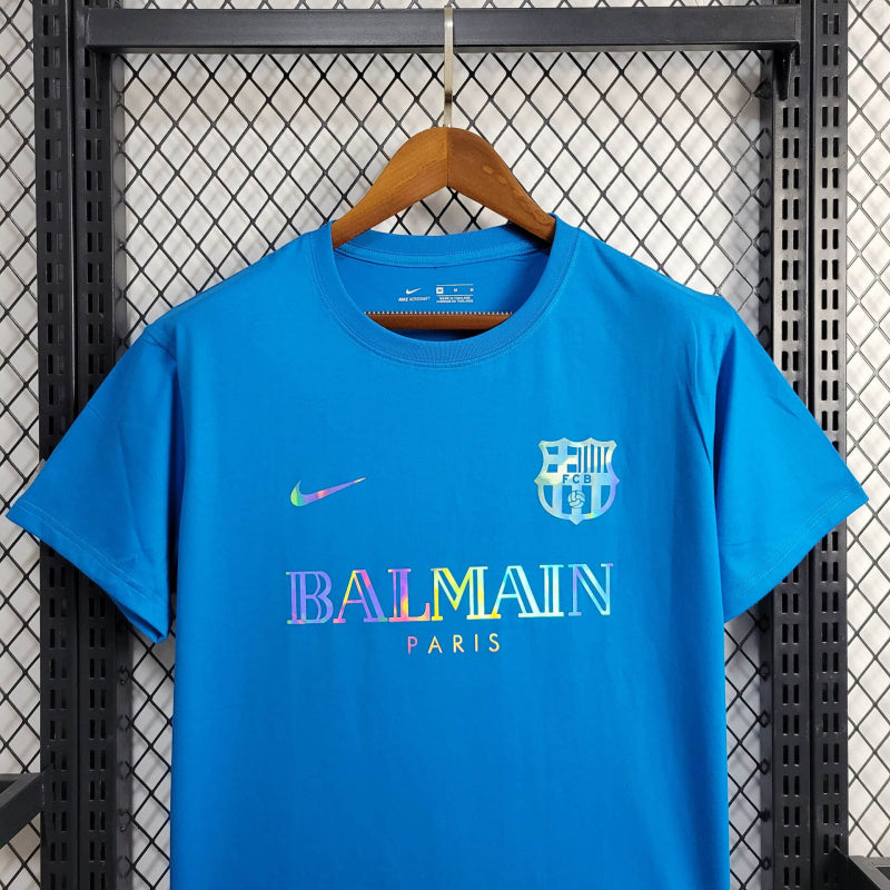Camiseta Barcelona x Balmain 24/25 s/n° Torcedor Masculino - Azul - vista trasera
