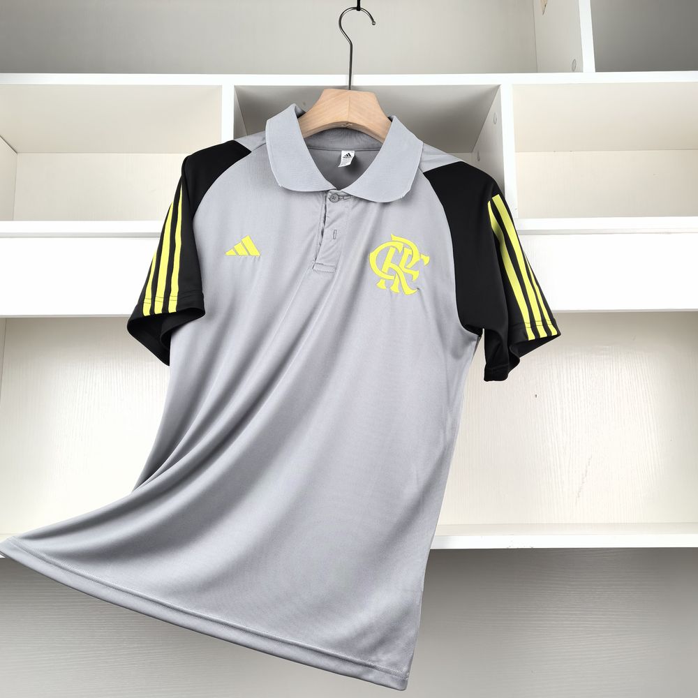 Camiseta 24∕25 Flamengo Treino Polo - Cinza - vista trasera