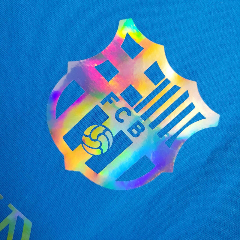 Camiseta Barcelona x Balmain 24/25 s/n° Torcedor Masculino - Azul - detalle de la manga