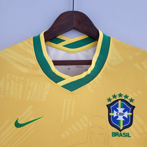 Camiseta Feminina Seleção Brasil Nike - Amarela - Conceito Amarela Rio - detalle del cuello