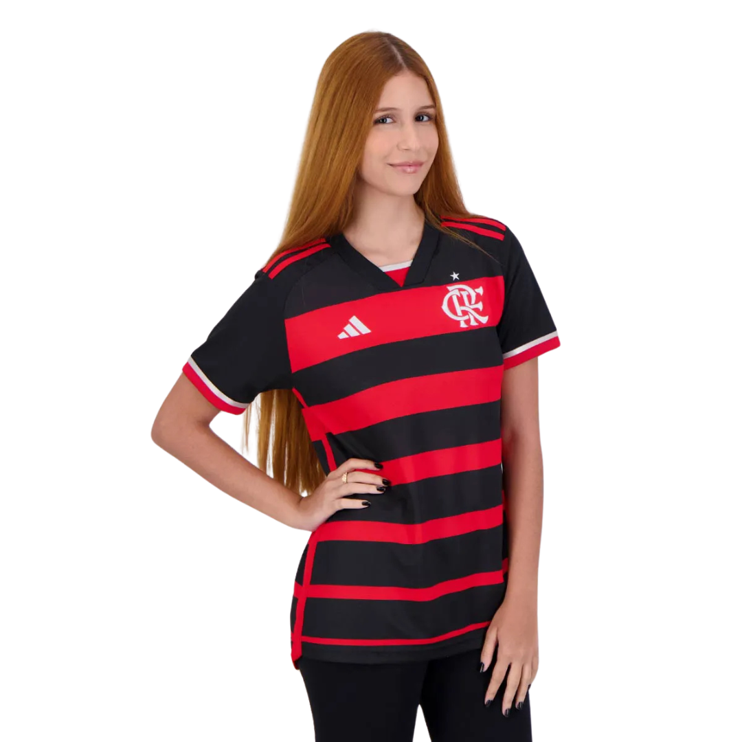 Camiseta Flamengo Feminina Adidas 2024/25 Home - vista trasera