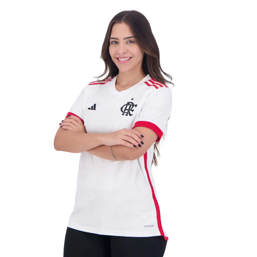 Camiseta Flamengo Feminina Adidas 2024/25 Away - detalle del cuello