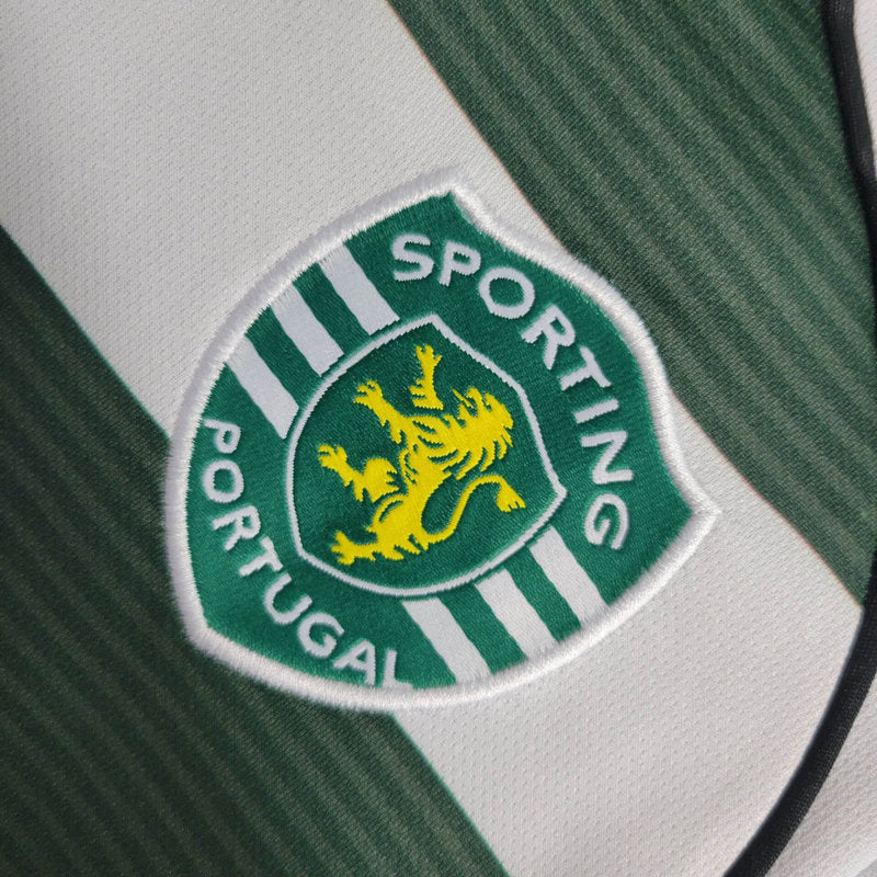 Camiseta Sporting Retrô 2001/03 Manga Longa Verde - vista trasera