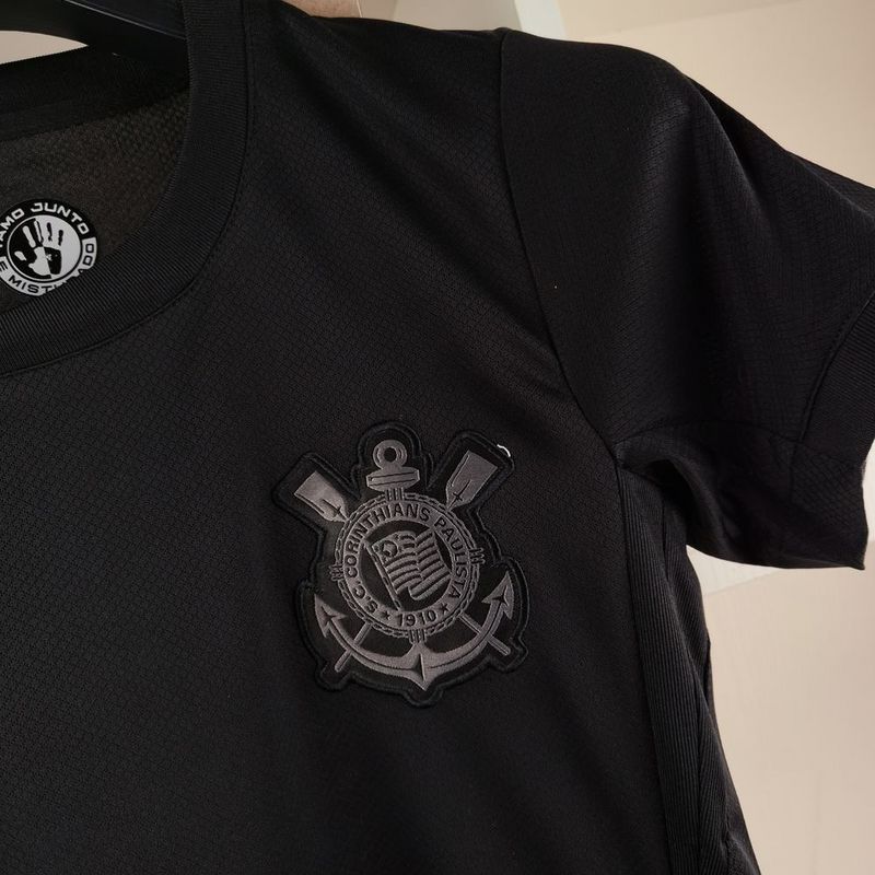 Camiseta Corinthians Feminina II 24/25 - Preto - detalle del cuello