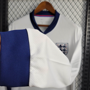Camiseta 24∕25 Manga longa Seleção da Inglaterra Branco - detalle del cuello