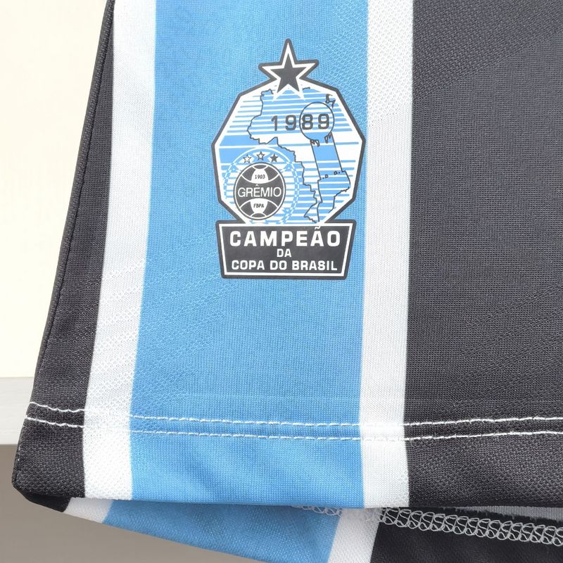 Camiseta Gremio Titular Feminina 24/25 - Preto e Azul - detalle del cuello