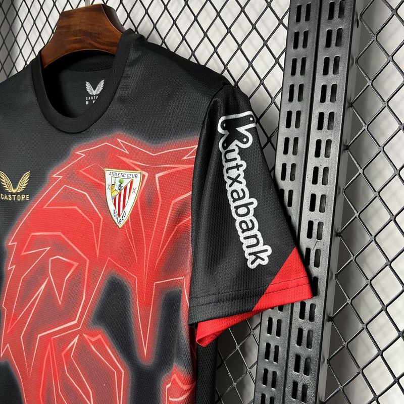 Camiseta Athletic Bilbao 24/25 - Preto e Vermelho - vista frontal