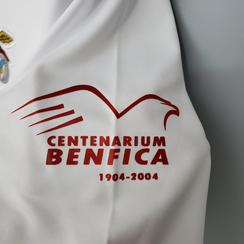 Camiseta Retro Benfica 04/05 - Branco - detalle del cuello