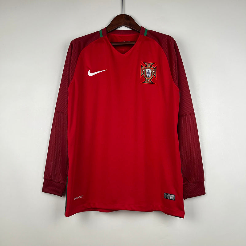 Camiseta Portugal Retrô 2016 Manga Longa Vermelho - foto principal
