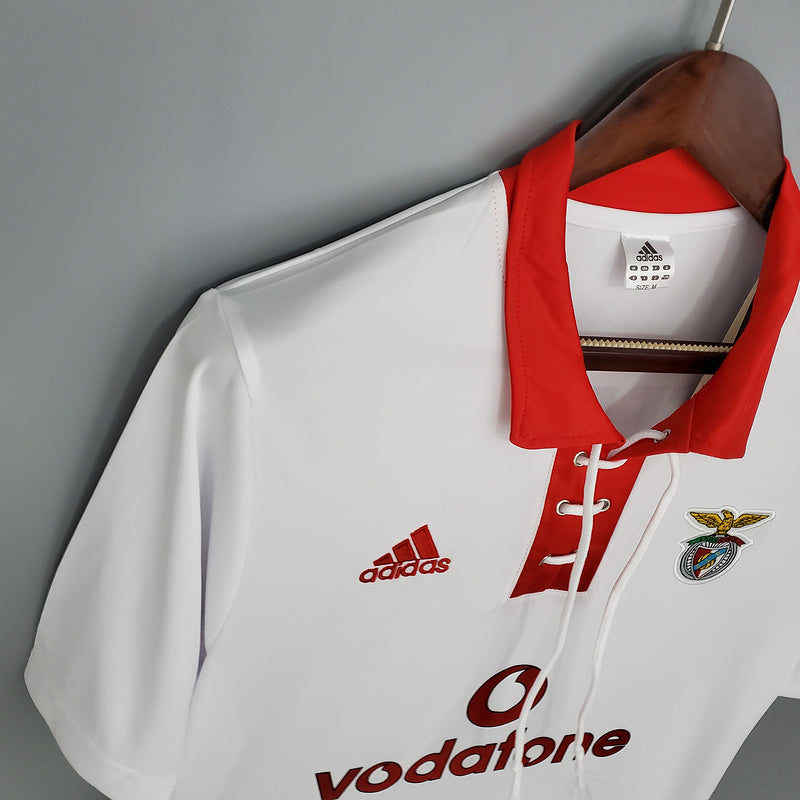 Camiseta Retro Benfica 04/05 - Branco - detalle de la manga