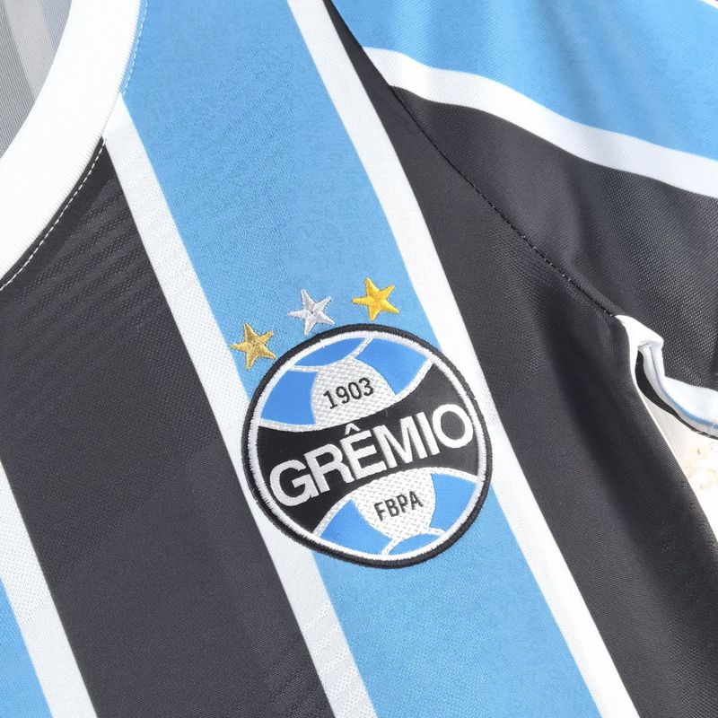 Camiseta Gremio Titular Feminina 24/25 - Preto e Azul - detalle de la manga