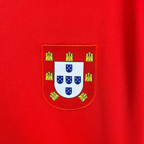 Camiseta Portugal Retrô 1972 Vermelho - detalle de la manga