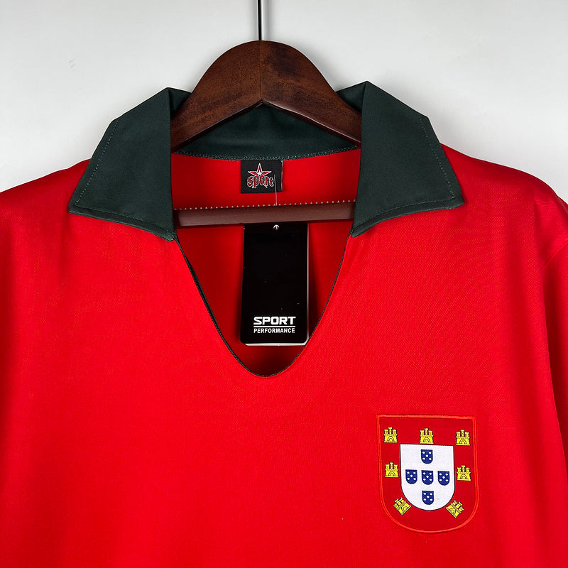 Camiseta Portugal Retrô 1972 Vermelho - tejido y acabado